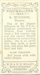 1933 Wills's Victorian Footballers (Small) #112 Les Hughson Back